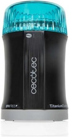 Електрична кавомолка Cecotec TitanMill 200 Вт для кави, спецій, зерна. Титанове покриття, 50 г, BPA Free, чорний & аквамарин