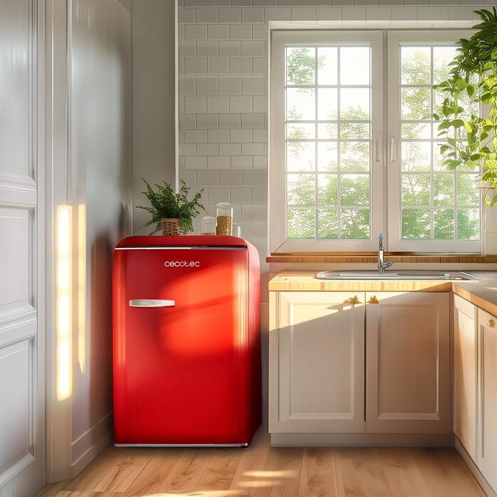 Міні-холодильник Cecotec Bolero CoolMarket TT Origin 110 Red 110л – ретро дизайн, клас E, LED-підсвітка