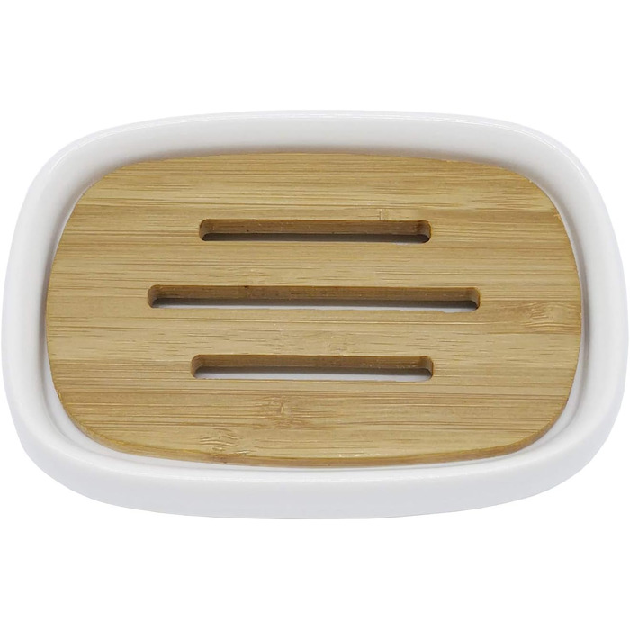 Підставка для мила Lofekea з кераміки та бамбуку, двошарова, для ванної та душу