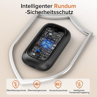 Електричні грілки для рук 2 шт. - акумуляторні, з магнітною застібкою, до 12 годин роботи, чорні - подарунок для жінок та чоловіків