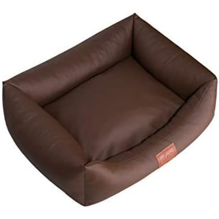 Софа для собак Leo4dog Natalie: штучна шкіра, м'яке ліжко, 4 розміри (XXL 130x100 см, коричнева)