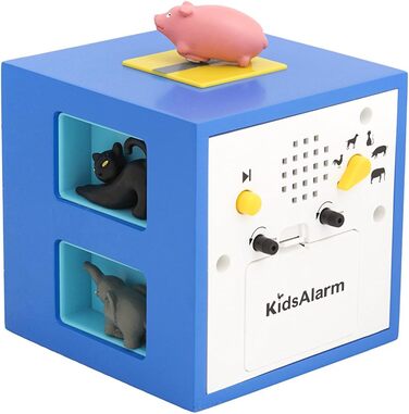 KOOKOO KidsAlarm Blue, Children's Alarm Clock with 5 Farm Animals and Real Recordings
