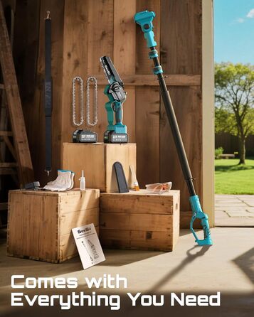 Акумуляторна міні-пила SEESII 6 дюймів (8000mAh) з автоматичною змащенням та запасним ланцюгом - для стрижки гілок та дерева