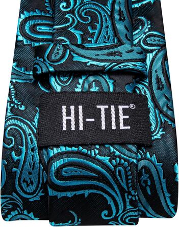 Набір краватки, нагрудного хустинки та краваткових затискачів Hi-Tie, золотий, з візерунком павлина (зелено-блакитний)