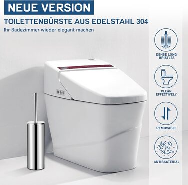 Набір для чищення унітазу FIISAYL з тримачем: щітка та підставка з нержавіючої сталі (сріблястий)