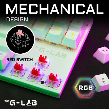 G-Lab Combo Mercury: Механічна ігрова клавіатура та миша, RGB, Switch Red, Azerty, 7200 DPI [Білий]