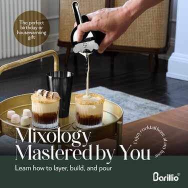 Набір барного інвентарю Barillio Pro Edition – 32 елементи: шейкер, міксер, мадлер та інше для приготування коктейлів вдома. З нержавіючої сталі.