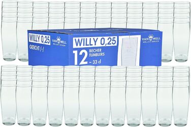 Склянки для пива Van Well Willibecher 0,25л (12 шт) - Преміум, міцні, для бару та дому