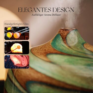 Дифузор ароматної олії Porseme 500 мл, скляний, ультразвуковий, з LED-підсвіткою 7 кольорів, для ефірних олій, тихий, для дому (Rosegold)