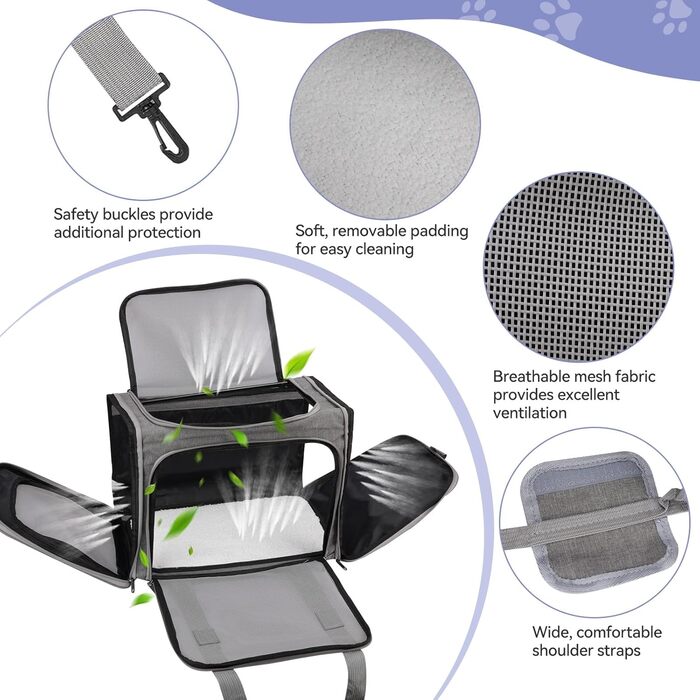 Транспортна сумка для кота/собаки, переносний рюкзак для тварин, сіра, до 6 кг