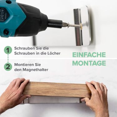 Coninx Magnetic Knife Strip Wood 40cm | Kitchen Knife, Magnetic Knife Holder with Extra Strong Magnet | Magnetic Knife Block, Stainless Steel Cladded Acacia Wood | Magnetic Strip Wall Mounting