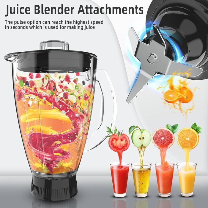 Homlee 3-in-1 Kitchen Machine - 1800W Food Processor with Meat Grinder, Juicer & 5.5L Stainless Steel Bowl - 6 Speed Mixer
