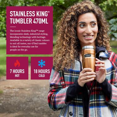 Термокружка Thermos King Reise, нержавіюча сталь, 470 мл, колір полуниця, 8.3 x 8.3 x 20 см