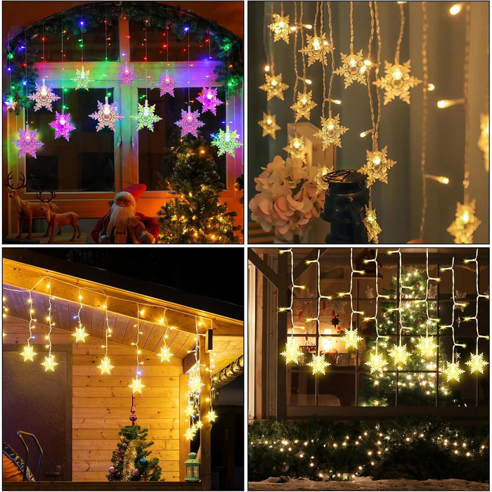 Льоново-снігові гірлянди AUAUY для прикраси дому та саду, 6м, 40 LED, тепле світло, 2 режими, водонепроникні, з пультом (4м)