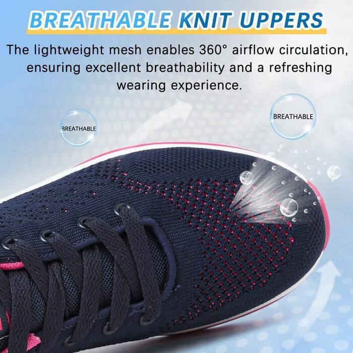 Жіночі кросівки для бігу та фітнесу. Повітряна амортизація, дихаючі матеріали, антиковзання. Розмір 42 EU, блакитно-червоний колір