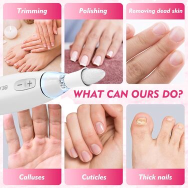 Набір для манікюру та педикюру Beautural, електричний фрезер для нігтів з LED-підсвічуванням, 10 насадок, для догляду за руками та ногами