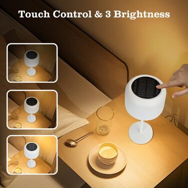 Світлодіодна настільна лампа Aigostar акумуляторна бездротова, димується сенсорним керуванням, 3 режими світла, водонепроникна IP54 для дому та саду (біла)