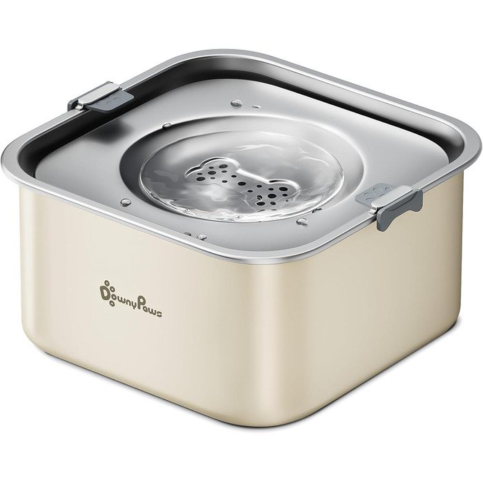 Миска для собак DownyPaws 3L, неркає, з нержавіючої сталі, чорна. Для дому та вулиці, запобігає розбризкуванню води.