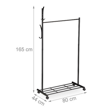 Relaxdays Black Wardrobe with Wheels