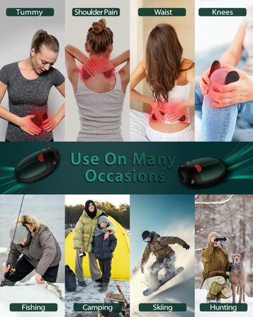 Електричні грілки для рук, набір 2 шт. USB, 20 годин тепла, 3 температурні режими, для спорту та Raynaud's, зелені