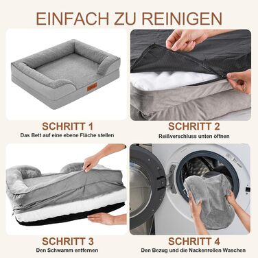 AUSCAT Orthopedic Dog Bed Small Dogs - Dog Bed Memory Foam with Removable, Washable Cover, Waterproof Liner, and Non-Slip Bottom, 60cm L x 45cm W x 15cm H (Grey)