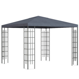 Outsunny Garden Pavilion 3x3m Stable Party Tent Event Tent Garden Tent Made of Steel & Polyester in Grey for Garden Parties & Events