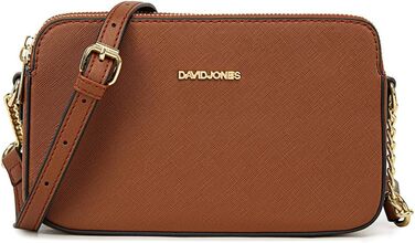 Сумка кросбоді David Jones жіноча, шкіряна (PU) коричнева, з 3 відділеннями, на блискавці, елегантна, для вечірок та повсякденного використання
