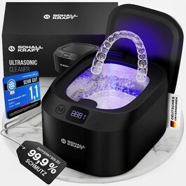 Ультразвукова ванна для чищення 48 кГц з УФ-дезінфекцією, чорна - для ювелірних виробів, зубних кап, брекетів та іншого