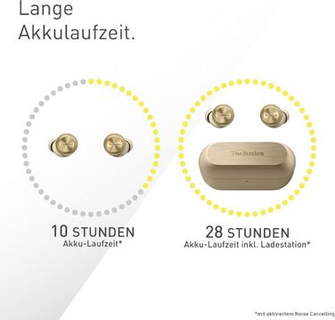 Technics EAH-AZ100E-S Бездротові навушники з активним шумозаглушенням, 10 мм драйвер, Bluetooth Multipoint, AI Voice Focus, срібні