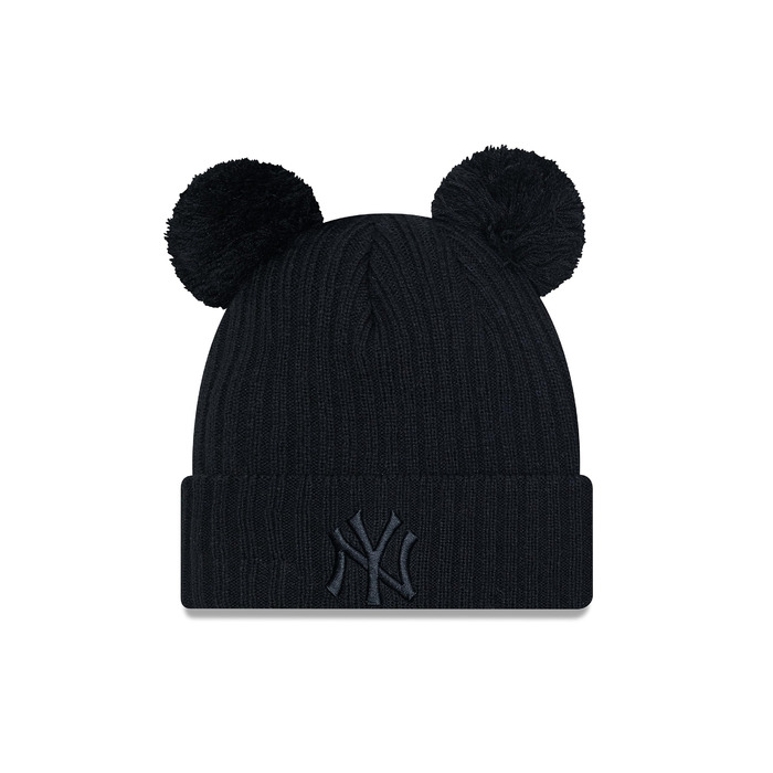 Шапка New Era New York Yankees Rose MLB Double Pom Cuff Knit - жіноча, чорна