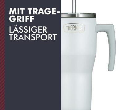 Термос REFRESHING SERIES: ізольований термопоїльник-кружка з трубочкою та ручкою, 0.85л, нержавіюча сталь, подвійні стінки, для дому, офісу та подорожей