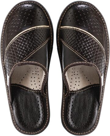 Чоловічі халати-домашні тапочки ESTRO з натуральної шкіри, розмір 45 EU, коричневого кольору