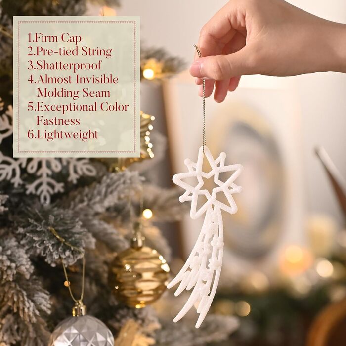 Набір прикрас на ялинку Valery Madelyn 60 шт. - ялинкові кулі, міцні, з підвісками, декор для ялинки (білий & золотий)