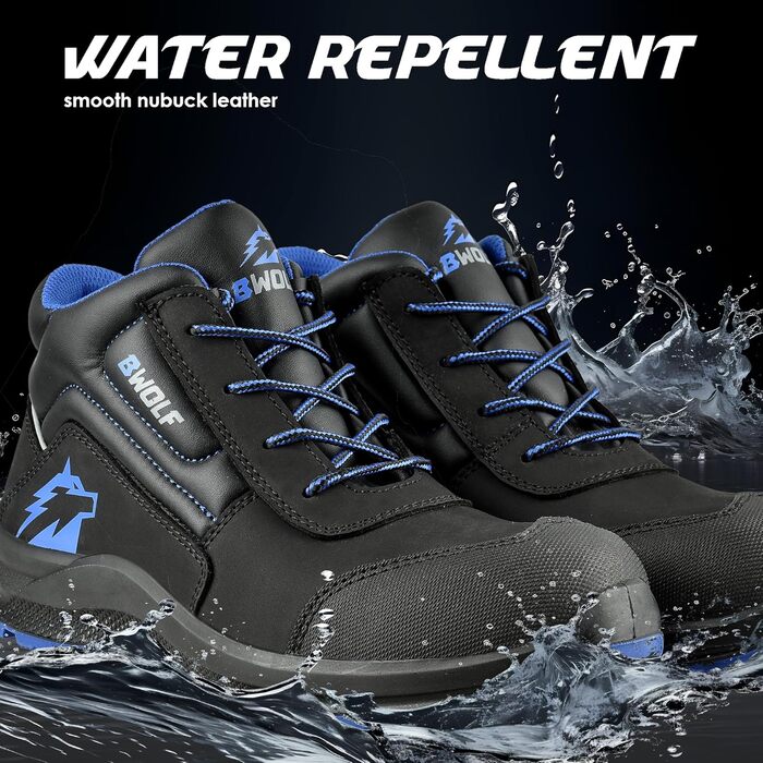 Робочі черевики BWOLF Spire чоловічі S3, водонепроникні, олієстійкі, антиковзкі 4x4 Grip Tech, Ergo підошва, 45 EU, блакитні
