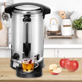 8L Mulled Wine Warmer - Stainless Steel Mulled Wine Pot with Drip Tray, Tap, and Temperature Setting (30-110°C) - Mulled Wine Dispenser / Hot Beverage Dispenser