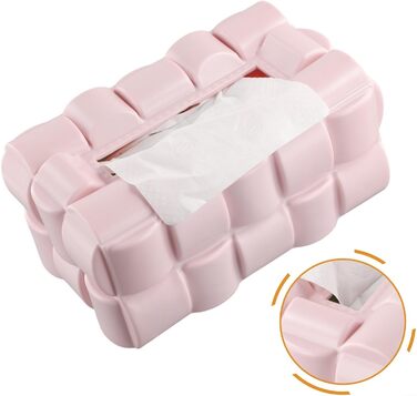 Carpango Tissue Box Holder, Multifunctional Waffle Tissue Box, Dispenser, Napkin Cover for Home, Office, Restaurant (Pink, Stylish, Rectangular, PET)
