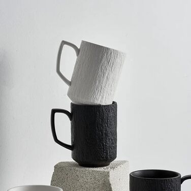 Набір з 4 чашок для еспресо Saumo з підставками, кераміка, 350 мл, білий – сучасний дизайн для дому, офісу та особливих випадків