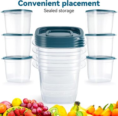 Контейнери для їжі EFISH 20 шт. Прямокутні, пластикові, з кришкою, 500 мл. Набір для школи, роботи, подорожей.