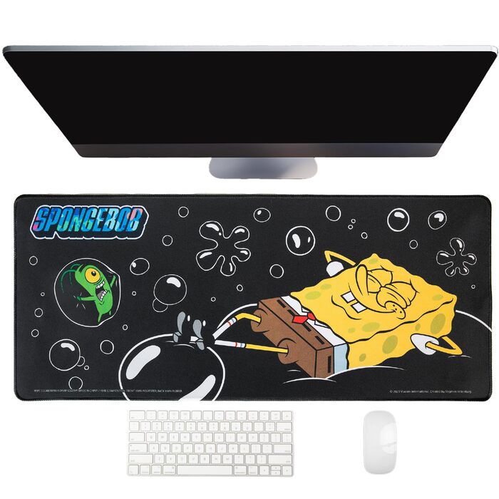 Калька на стіл SpongeBob 70x30 см – Офіційний мерч Nickelodeon, великий ігровий та офісний килимок для миші з неопрену, міцний, нековзкий, з SpongeBob, Патріком та Губкою Боб для фанатів