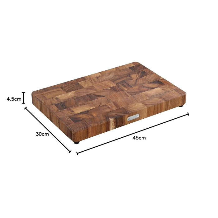 Zassenhaus Hackblock | 45cm x 30cm x 4.5cm | Sustainable Acacia Wood Forehead Block | Dark Brown | Kitchen Wood Board | Solid Cutting Board for Chopping and Slicing Fruit, Vegetables, Meat and More