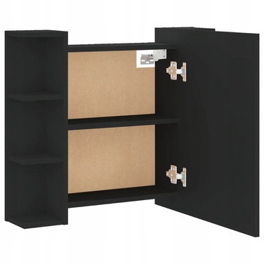 Шафа у ванну кімнату з дзеркалом та LED-підсвіткою, чорна, 70x16,5x60 см