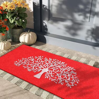 Килимок для підлоги AOAOPQ Tree of Life - антиковзаючий килимок для дому та вулиці (60x90 см, дерево & сірий)