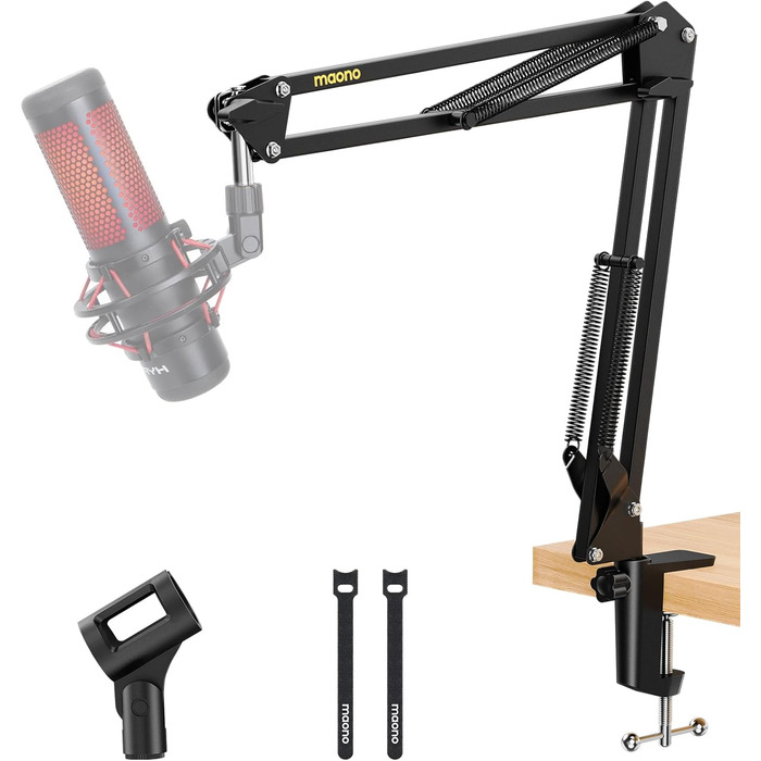 Тримач для мікрофона Maono BA20, регульований, для подкастів, геймінгу, стрімінгу та запису звуку, з кріпленням до столу та адаптером 3/8' - 5/8'