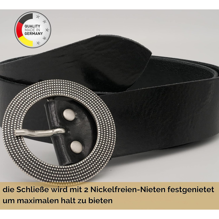 Жіночий шкіряний ремінь AnnaMatoni 4 см, Німеччина - класичний дизайн, натуральна шкіра, нікелестійка пряжка (95 см, чорний)