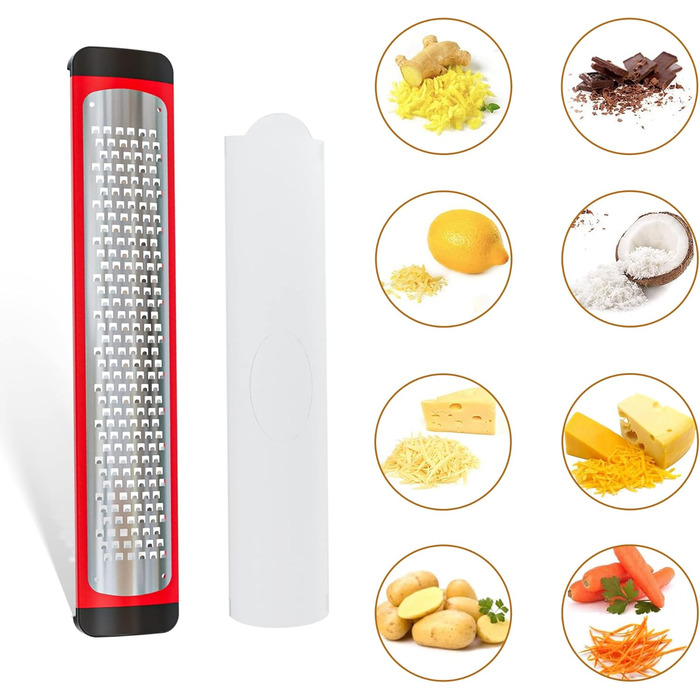 Empava Grater, Cheese Grater, Parmesan Grater, Kitchen Grater, Nutmeg Grater, Kitchen Reamer, Garlic Grater, Stainless Steel Grater, Lemon Zester, Ginger Grater, Nutmeg Grater, Stainless Steel Reamer, Parmesan Slicer - Red