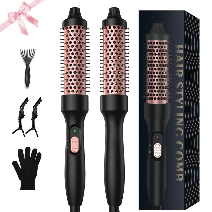 Мультистайлер для волосся 6 в 1 UKLISS Air Styler Set: фен-щітка, насадки для завивки та випрямлення, дифузор, LCD-дисплей, 1000 Вт (жовто-чорний)