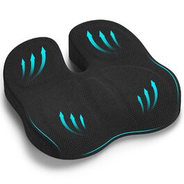 Ортопедична подушка для сидіння Juspota: комфорт та підтримка для офісу та автомобіля. Зменшує навантаження на куприк, розслаблює, чорного кольору.