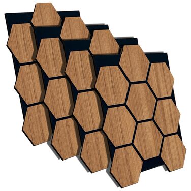 Акустичні настінні панелі AS Country Stone з натурального дерева Тик, 80x65 см, набір 4 шт. — звукоізоляція та декор для офісу та дому