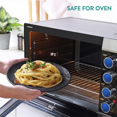 Набір посуду Navaris з каменю (16 предметів) на 4 особи - тарілки, супові тарілки, сервіз, набір посуду, антрацитовий колір