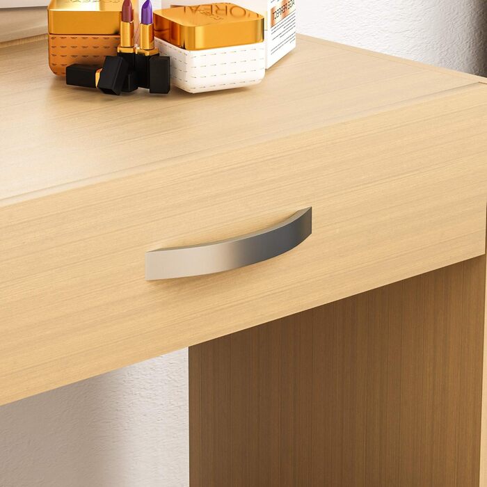Туалетний столик Vida Designs Isla з дзеркалом і пуфом, 1 шухляда, для макіяжу, косметики, зберігання, спальня, дерево сосна, 130x39x63,5 см